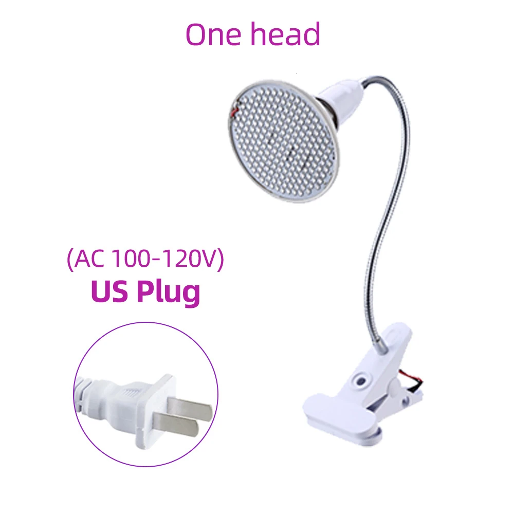 One head -US Plug E27 Светодиодный светильник для выращивания растений клип лампы растения полный спектр Крытый Фито лампа для внутреннего сада цветок гидропоника, шатер для выращивания коробка - Испускаемый цвет: One head -US Plug