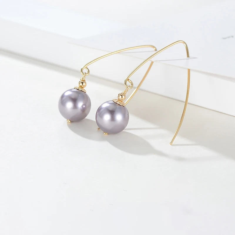 

925 Sterling Natural Freshwater Pearl Drop Earrings For Women Not Allergic Hook Dangle Purple Jewelry