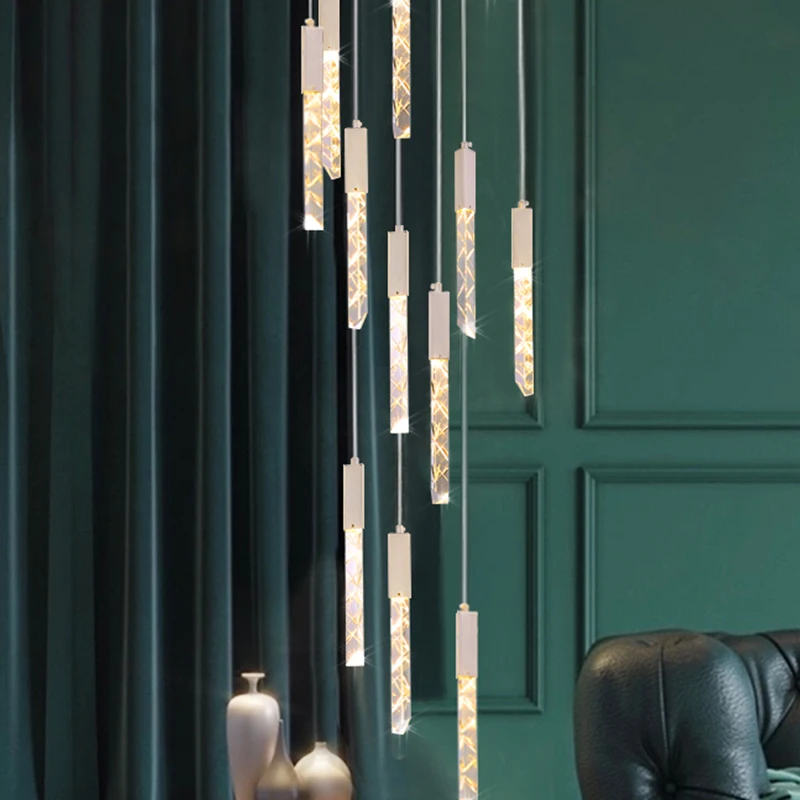 Современная светодиодная Люстра для лестницы хрустальные светильники дома