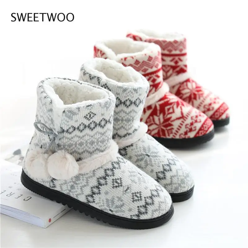

Winter Fur Home Slippers Women Warm Cotton Flat Platform Indoor Floor Shoes For Female Womens Girls Weave Plush Cozy Slippers