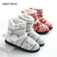 winter fur home slippers women warm cotton flat platform indoor floor shoes for female womens girls weave plush cozy slippers