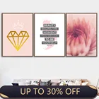 Корона, Алмазные цветы, цитаты, скандинавские постеры и принты, настенная живопись на холсте, настенные картины для гостиной, декор для девочек