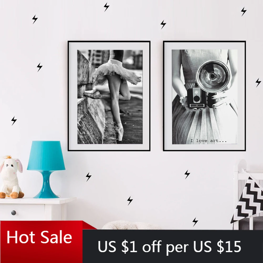 Винтажная танцевальная фотография для девочек Скандинавская Настенная картина