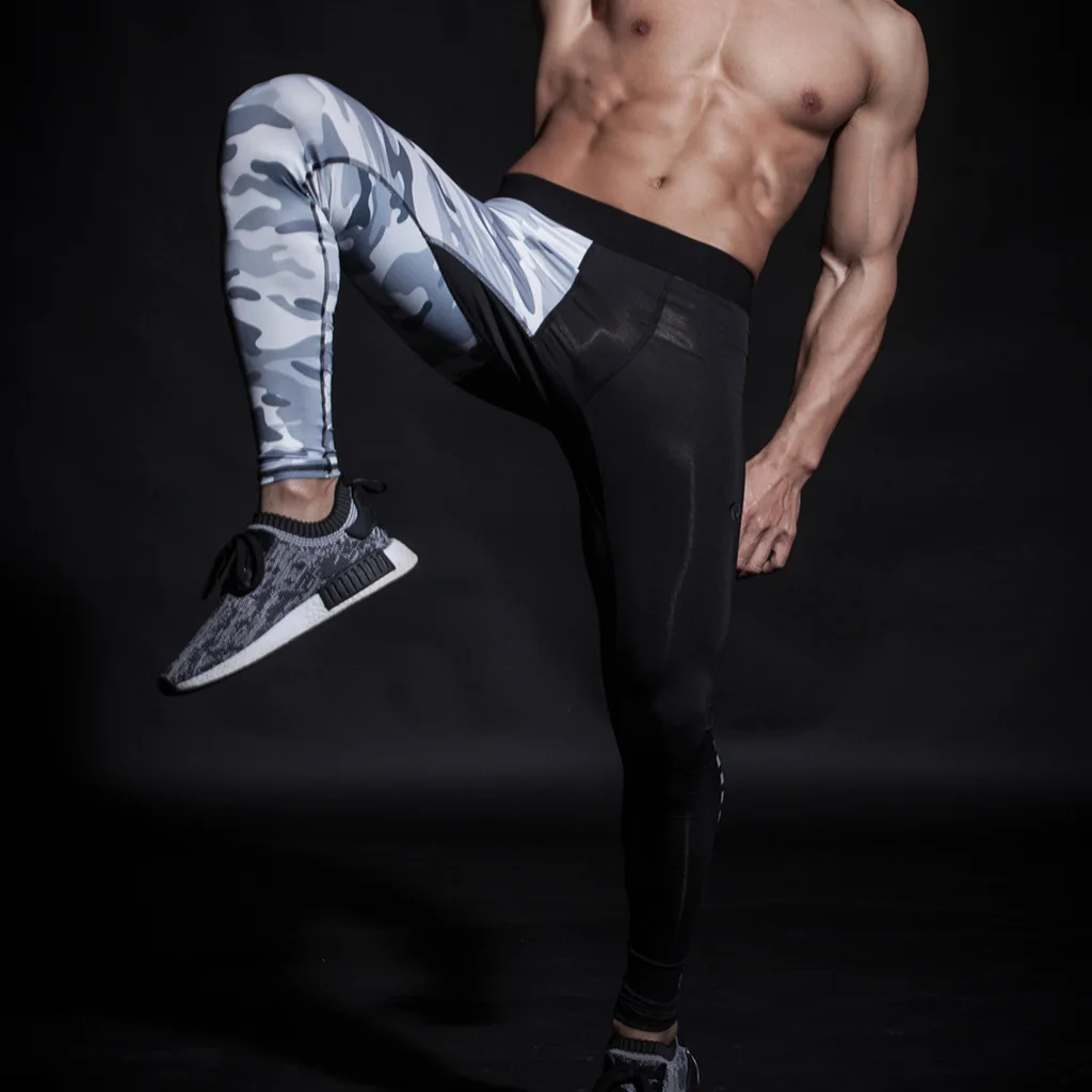Камуфляжные брюки для мужчин серебристые Леггинсы с принтом колготки бега