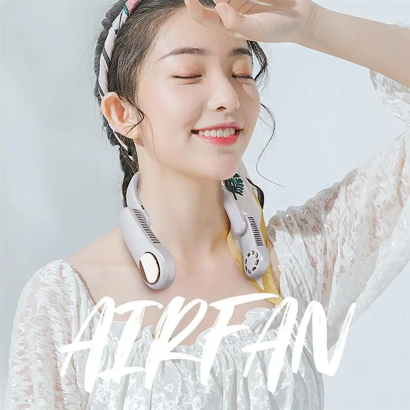 

Portable Neck Fan 350 Degree Rotation Bladeless Neck fan 3 Speeds Adjustable Rechargeable Neck Hanging USB Fan for Home Outdoor