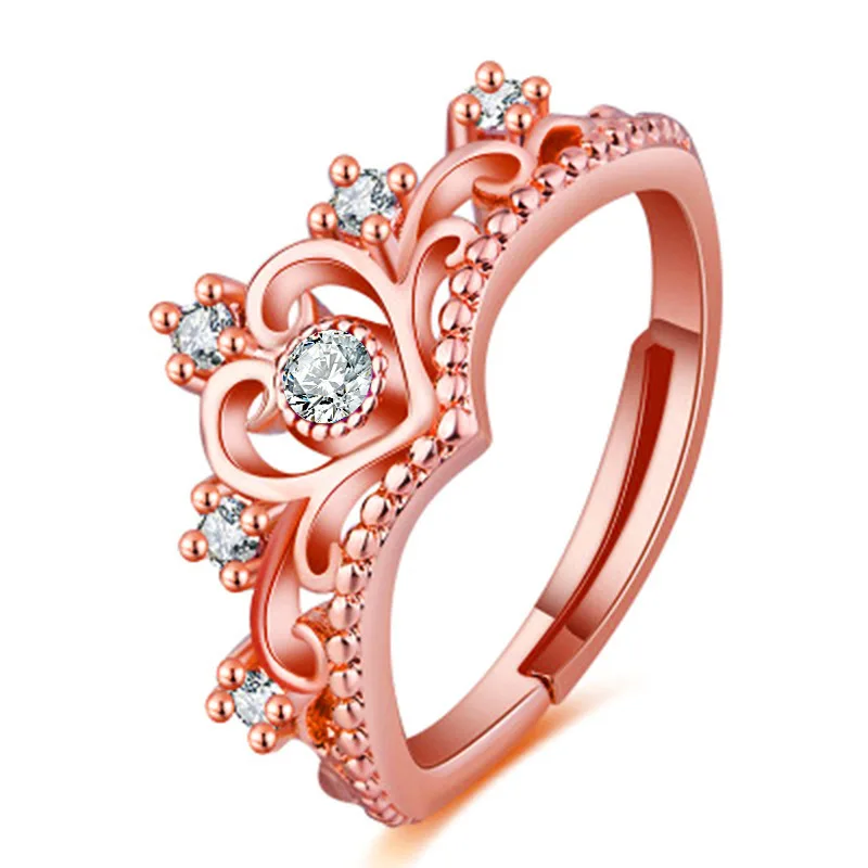 Четыре вида открытых регулируемых роскошных свадебных колец принцессы в стиле