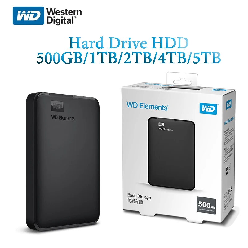 Портативный жесткий диск Western Digital WD Elements 2 5 дюйма портативный 1 ТБ 3 4 для ноутбука