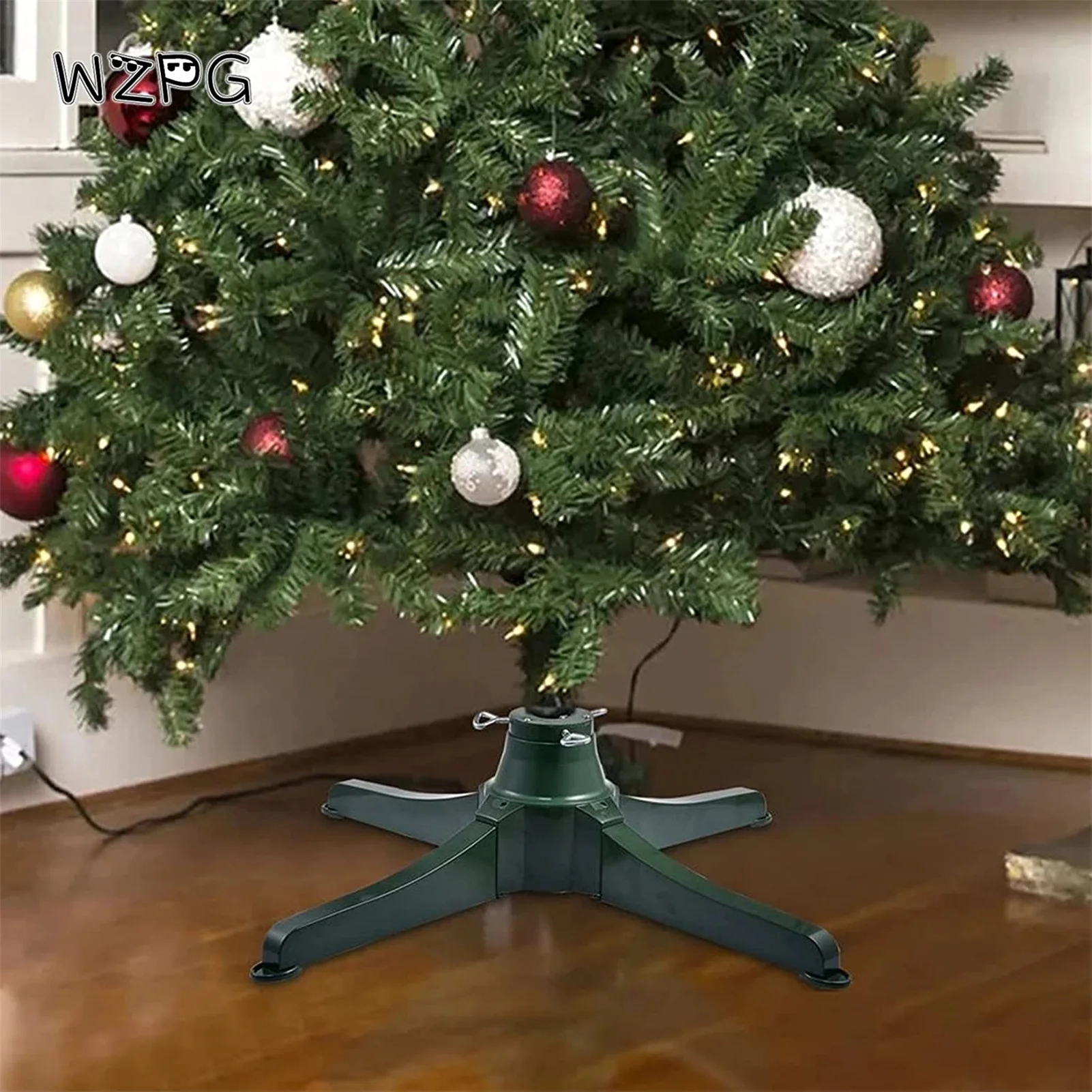 

Rotating Christmas Decor Tree Base Detachable Electric Xmas Stand Heavy Duty Holder Easy Installation Navidad Black Decorations