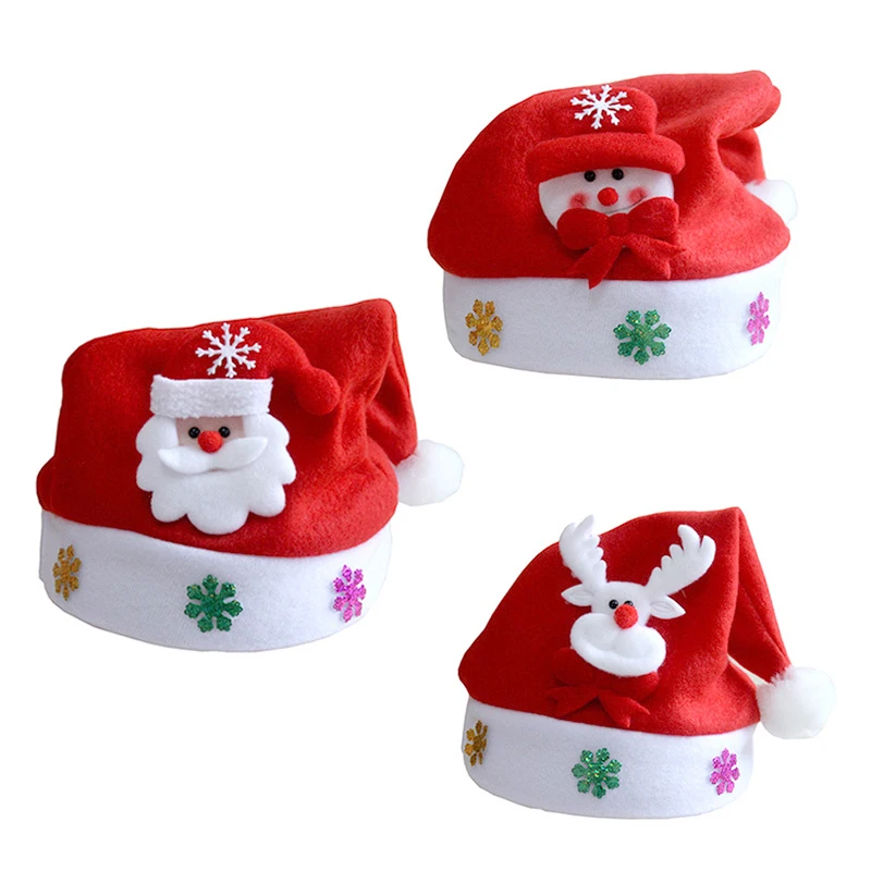 

"10 Pc New Christmas Hats Adults Children Costume Santa Claus Snowman Reindeer Festival Hat Ornament for Navidad New Year Gift"