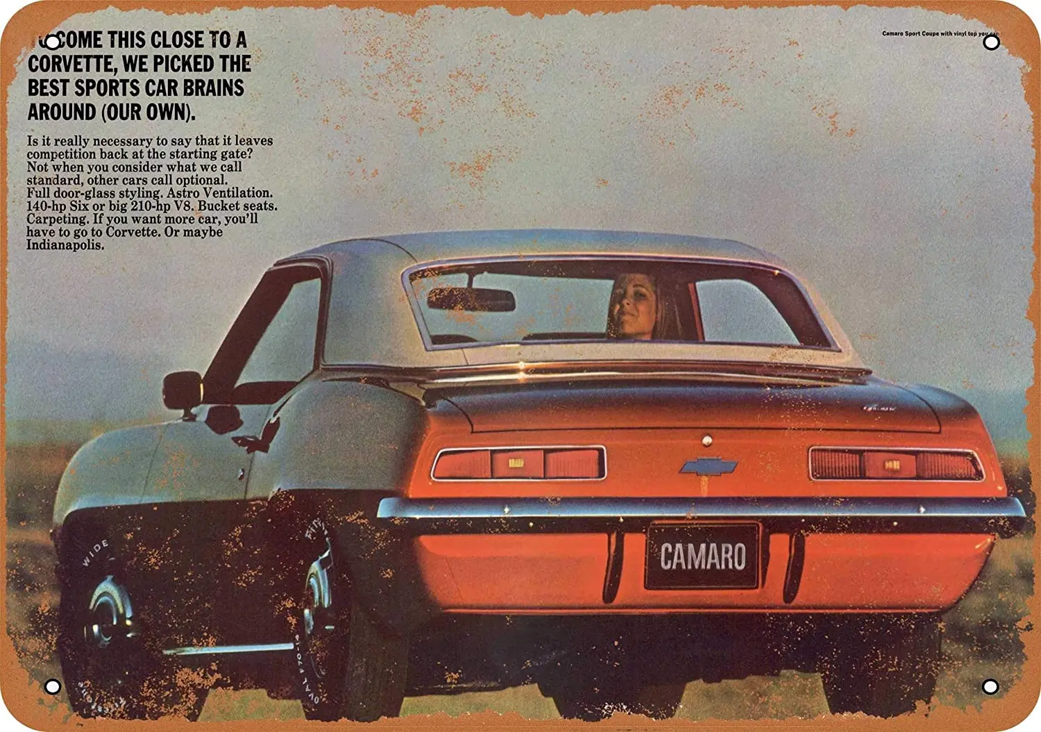 

Дюймовый металлический винтажный Забавный жестяной знак 1969 Car Art Camaro