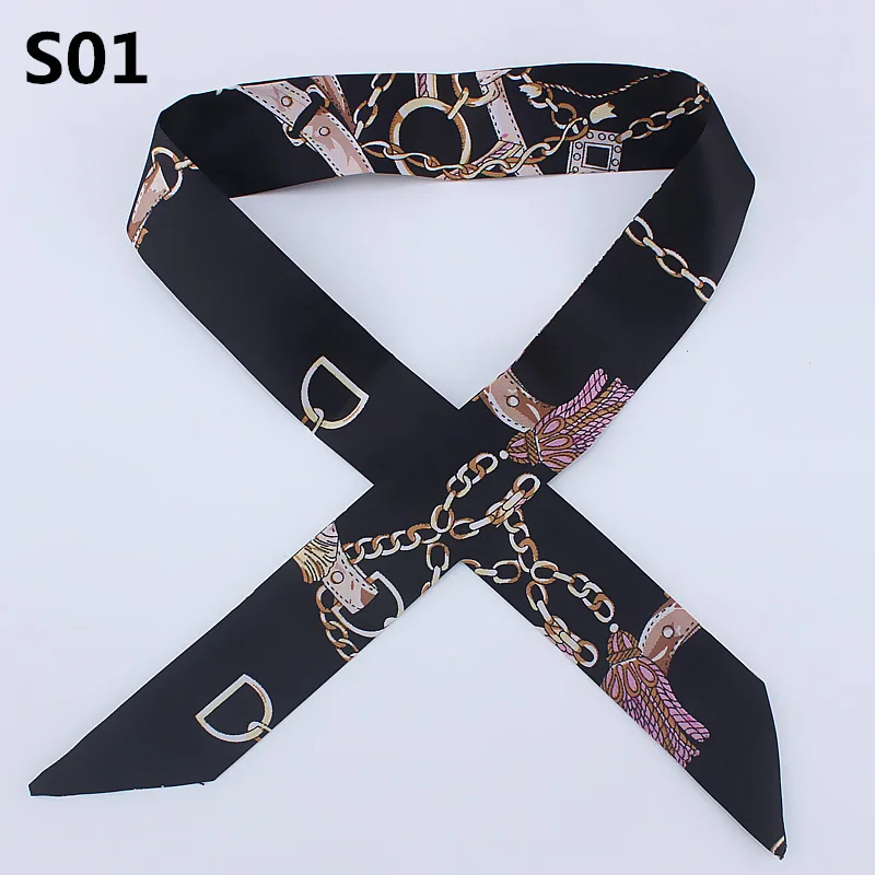

100 colors Emulation Silk Leopard Small Bag Handle headband Scarf Women Fashion Luxury Brand Hair Tie Ribbon Scarf