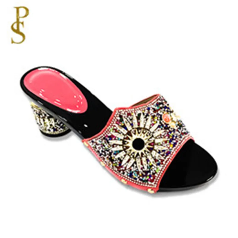 Женская обувь на каблуке с закругленным носком в африканском стиле для