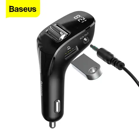 Автомобильное зарядное устройство Baseus для iPhone, FM-передатчик, Aux-модулятор, Bluetooth, громкая связь, аудио mp3-плеер, двойное зарядное устройство USB