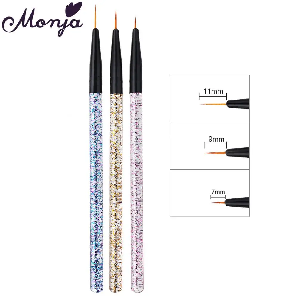 SKU004001 Monja 3 шт./компл. мульти Стиль ногтей Кисть Акриловая арт полоса маникюрный набор стразы французский цветок 3D сетки DIY инструменты для маникюра - Цвет: SKU004001