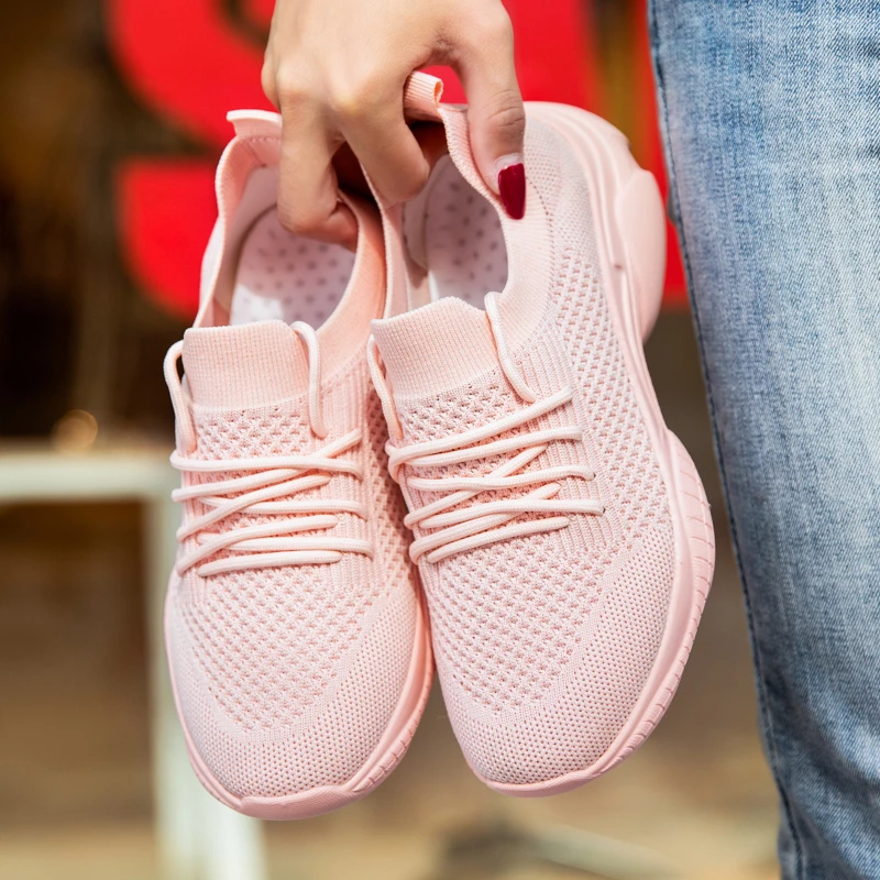 Кроссовки женские сетчатые на толстой подошве спортивная обувь шнуровке