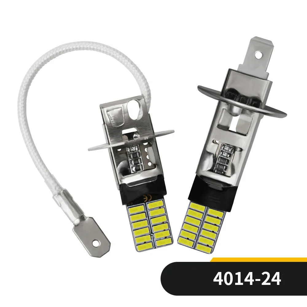 2 шт. H1 H3 4014 24smd светодиодный лампочка Автомобильные противотуманные лампы