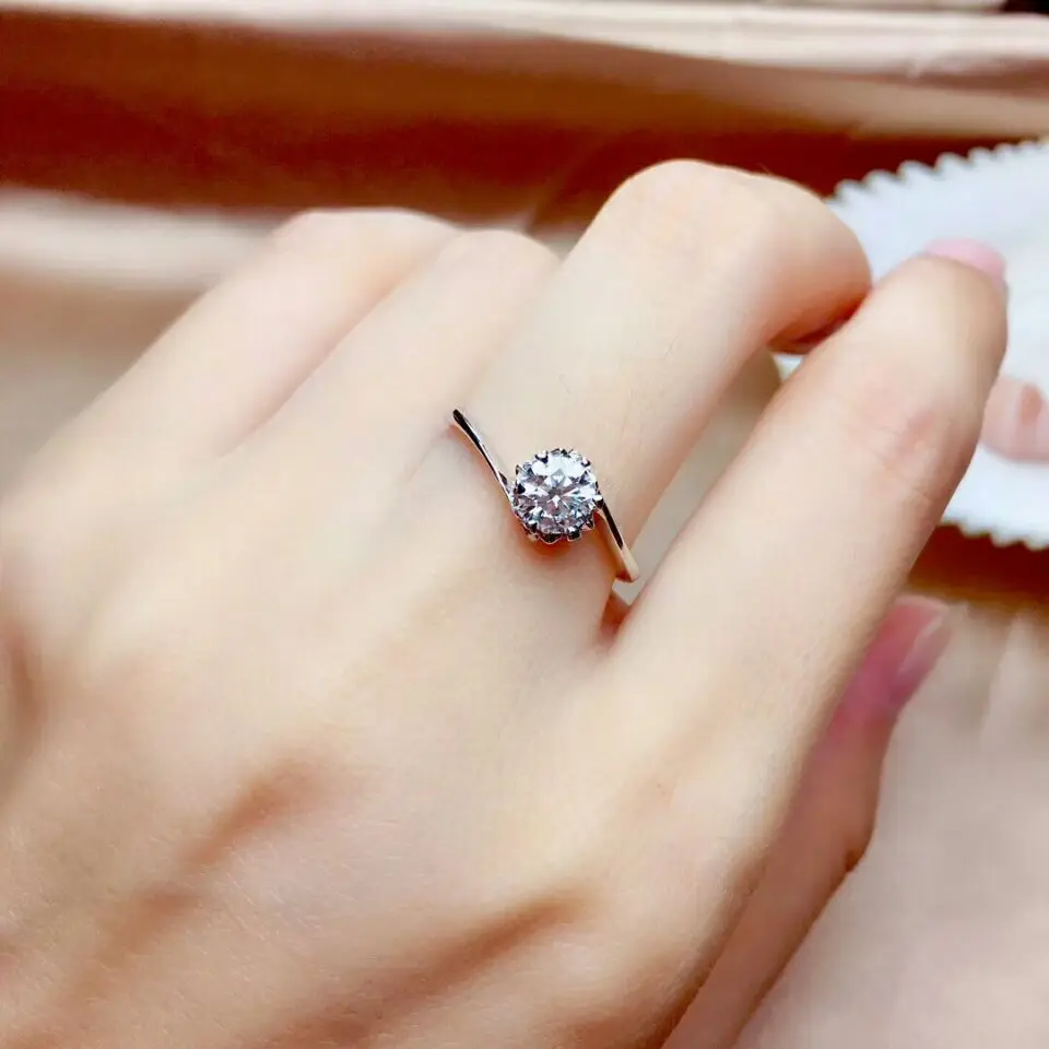 MeiBaPJ Moissanite Gemstone Fashion 1 Carat/2 Carats Diamond Ring VVS1 925 Sterling Silver Fine Wedding Jewelry for Women | Украшения и