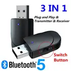 USB Bluetooth-совместимый передатчик 5,0, приемник 2 в 1, адаптер EDR 3,5 мм AUX для ТВ, ПК, наушников, домашняя стереосистема, автомобильная Hi-Fi аудиосистема