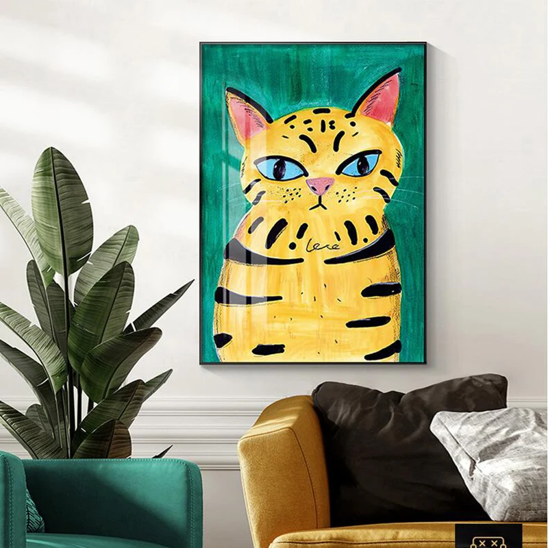 

Cartoon Cat Posters And Prints Canvas Painting Animal Wall Art Pictures for Living Room Modern Home Decor Indoor Decoration