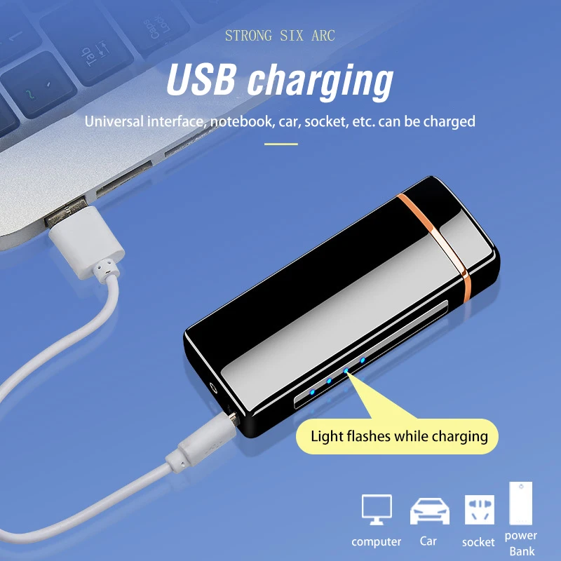 Новинка 6 Arc USB электрическая зажигалка для сигарет ветрозащитная Шестигранная дуговая импульсная Зажигалка металлическая перезаряжаемая плазменная зажигалка Мужские подарки