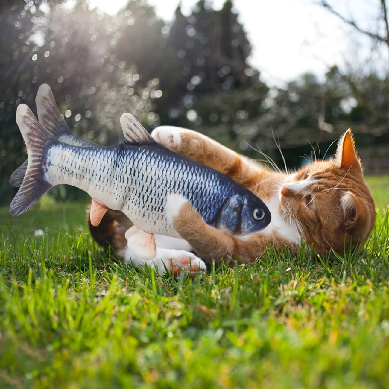 

Electric Flopping Fish Moving Cat Kicker Fish Toy Realistic Floppy Fish Wiggle Fish Catnip Toys Plush Interactive Cat Toys