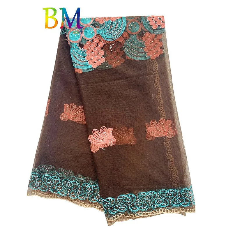 Новые африканские женские шарфы мусульманский вышитый шарф из тюли прозрачный