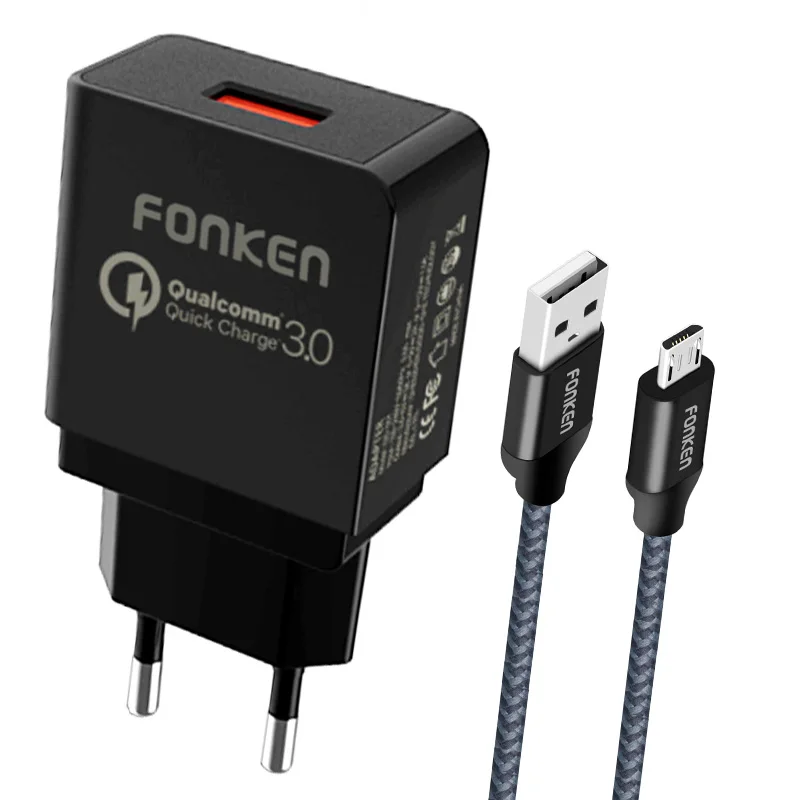 FONKEN USB зарядное устройство Быстрая зарядка 3,0 быстрое зарядное устройство для телефона QC3.0 QC2.0 FCP USB адаптер Зарядка для банк питания для мобильного телефона зарядное устройство - Тип штекера: add micro usb cable