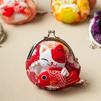 maneki neko coin purse key case lucky cat ins popular lovely cute multi color pocket cloth handbag cartoon mini hasp key holder