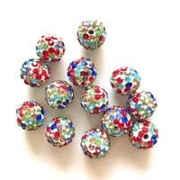 50pcs 10mm high quality multi color crystal clay pave rhinestone round disco ball loose spacer bead for bracelet necklace making