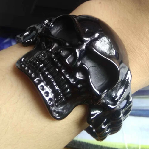 Орел Крылья Череп браслет для байкеров ювелирные изделия из нержавеющей стали