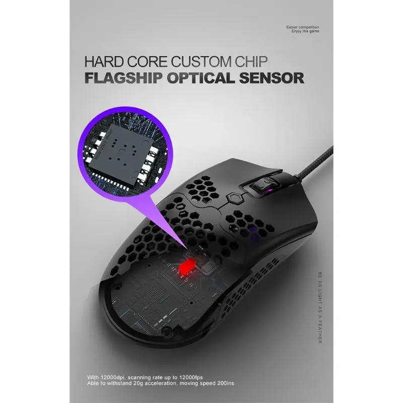 

M5 Hollow-out Honeycomb Shell Gaming Mouse Colorful RGB Backlit Light Wired Mice Drop shipping