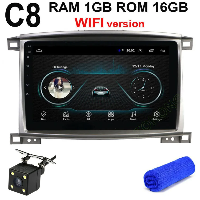 C8 GPS CAM 4G DSP 10,2 дюймов 2.5D Android 9,0 Автомобильный мультимедийный dvd-плеер для Toyota Land cruiser 100 LC100 Авторадио автомобильный gps навигатор стерео - Цвет: C8 GPS CAM