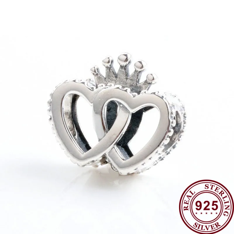 

Original 925 Sterling Silver Bead Silvery Heart To Heart Beads Fit Pandora Women Bracelet & Necklace Diy Jewelry