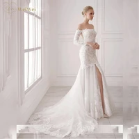 elegant boat neck mermaid wedding dress long sleeve floor length backless lace applique split bridal gowns c%d0%b2%d0%b0%d0%b4%d0%b5%d0%b1%d0%bd%d0%be%d0%b5 %d0%bf%d0%bb%d0%b0%d1%82%d1%8c%d0%b5 2021