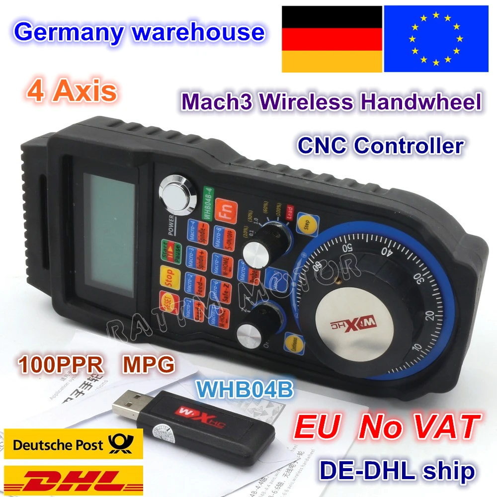 

EU ship 6Axis / 4 Axis Wireless Mach3 MPG Pendant mpg lathe Handwheel for CNC Mac.3, 4 Axis / 6 Axis Wholesale Price WHB04B