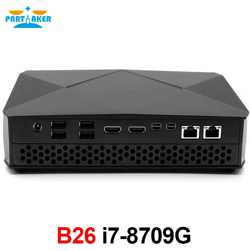 Partaker Mini PC Intel Core i7 8709G 4 Displays Type-C Mini Gaming Desktop Computer Radeon RX VEGA M GH 4G DDR5 Graphic Card