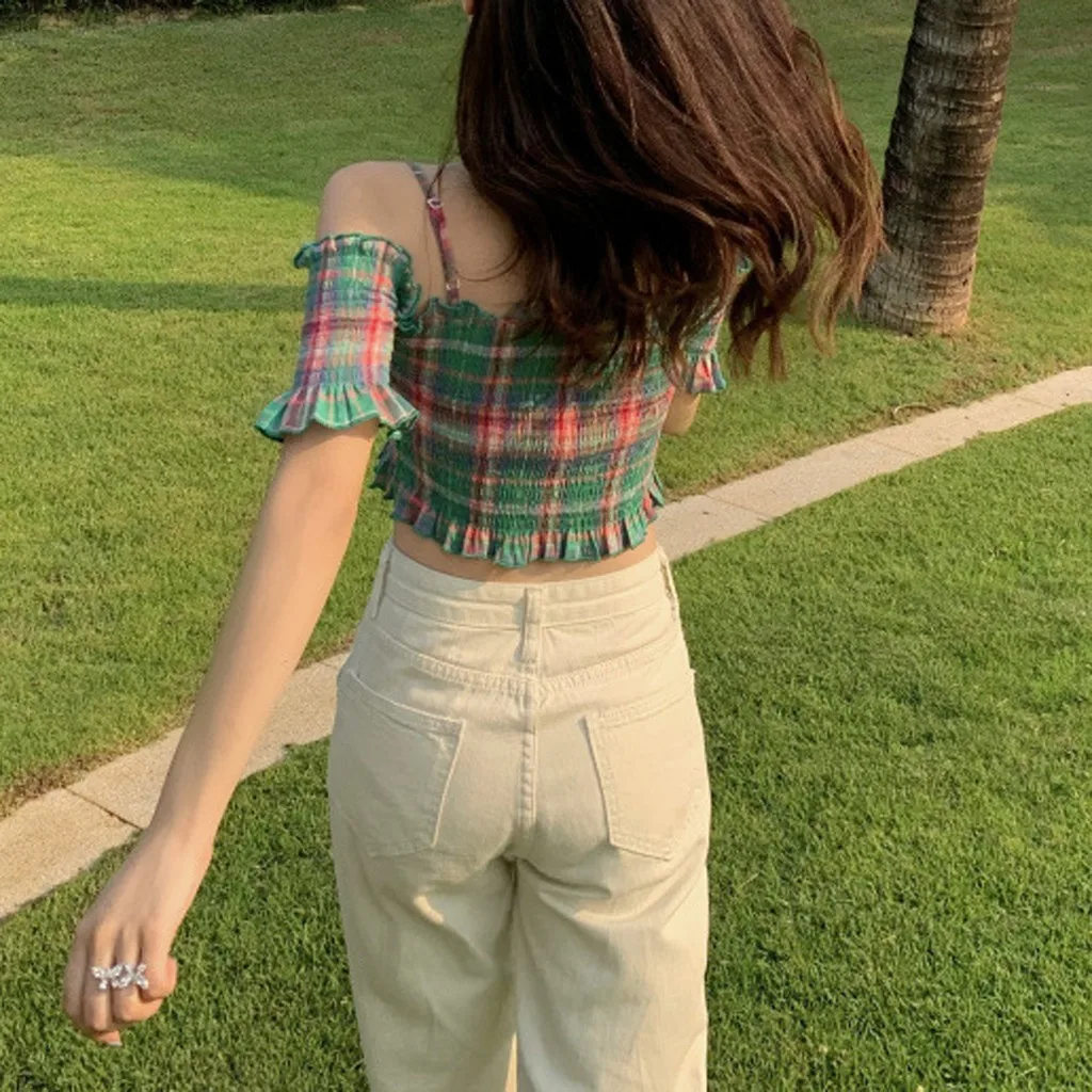 Женский сексуальный укороченный топ в стиле ретро с цветочным принтом короткий