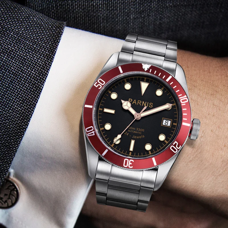 Часы наручные Parnis Мужские механические модные автоматические Брендовые с 21