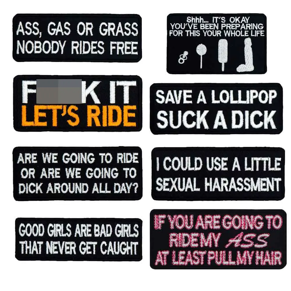 Забавные байкерские панковские нашивки с вышивкой именной биркой для одежды