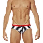 Плавки мужские в полоску, трусы для плавания, пикантный пляжный комбинезон с заниженной талией, для геев, 2021