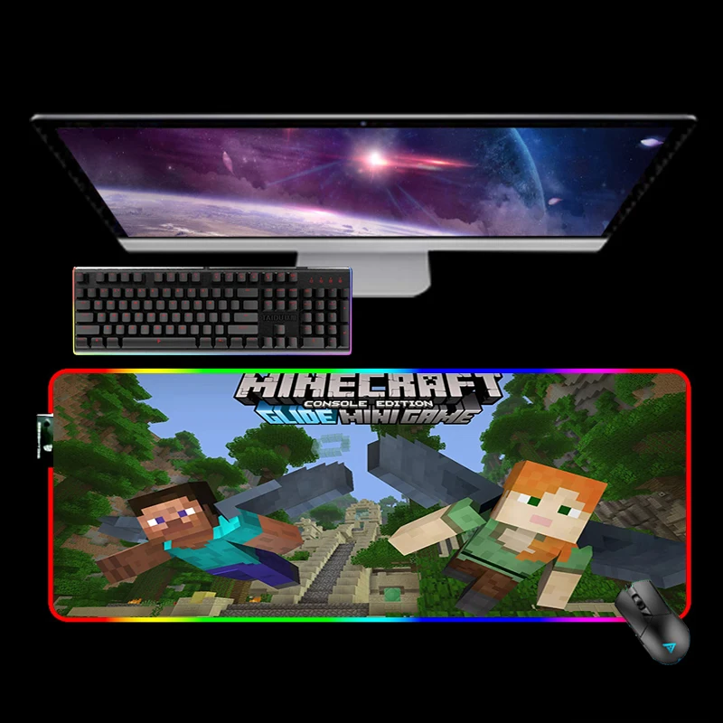 

Anime Dungeon Rgb Mouse Mat Kawaii Gaming Accessories Mouse Pad Xxl 90x30 Keyboards Computer Non-slip LED Mousepad Deskmat 80x30