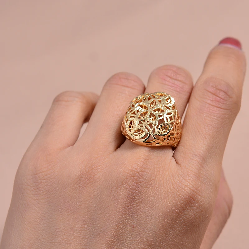 

Wando Dubai Ethiopian Gold Color Ring for Women Eretrian Rings for Girl Jewelry African Gift