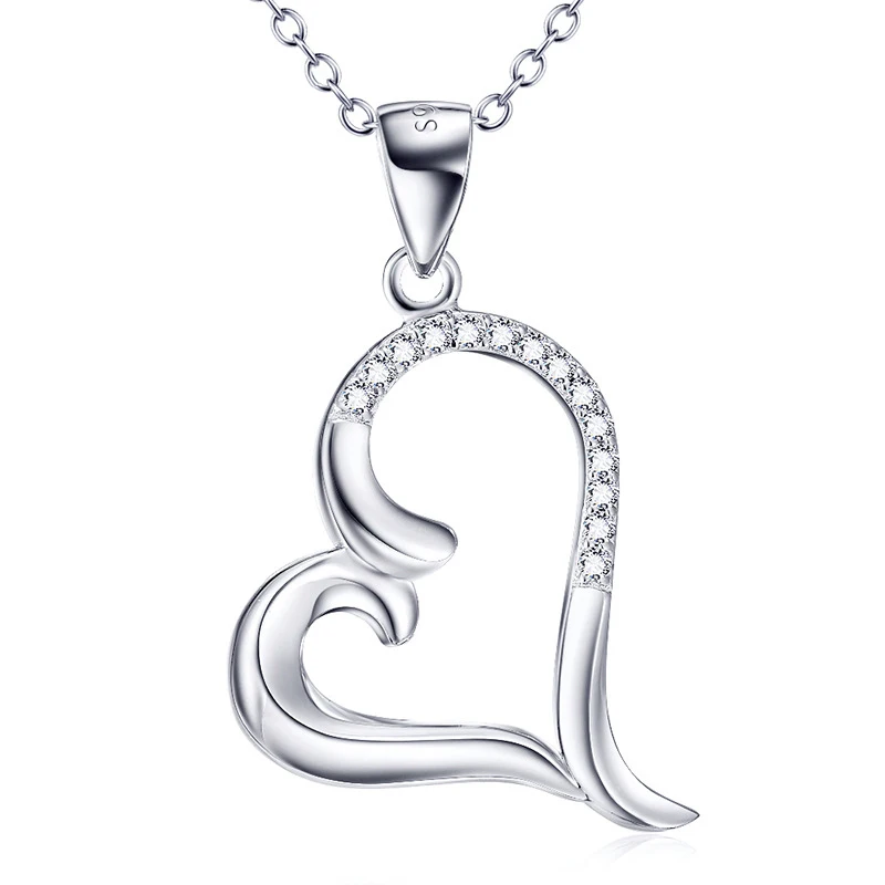 

New explosion model S925 sterling silver pendant hot sale love inlaid zircon necklace