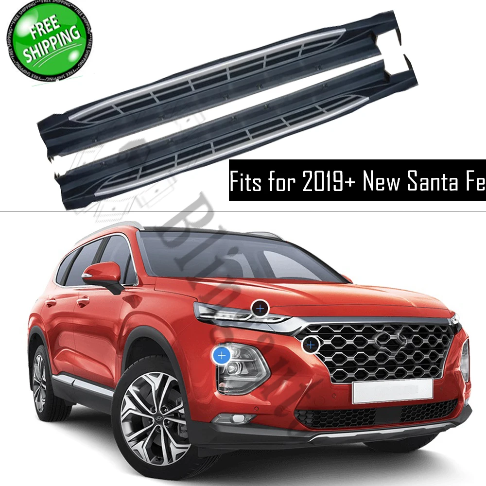 

Side step fits for Hyundai new Santa Fe 2019 2020 santafe running board nerf bar 2Pcs left right Aluminium side pedal stairs