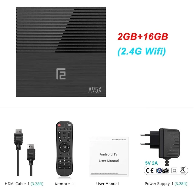 2GB 16GB A95X F2 Android 9,0 ТВ приставка LPDDR3 4G 64G Google голосовой пульт Amlogic S905X2 четырехъядерный двойной Wifi BT 4,2 4K HD 2,1 PK X96 max - Цвет: 2GB 16GB