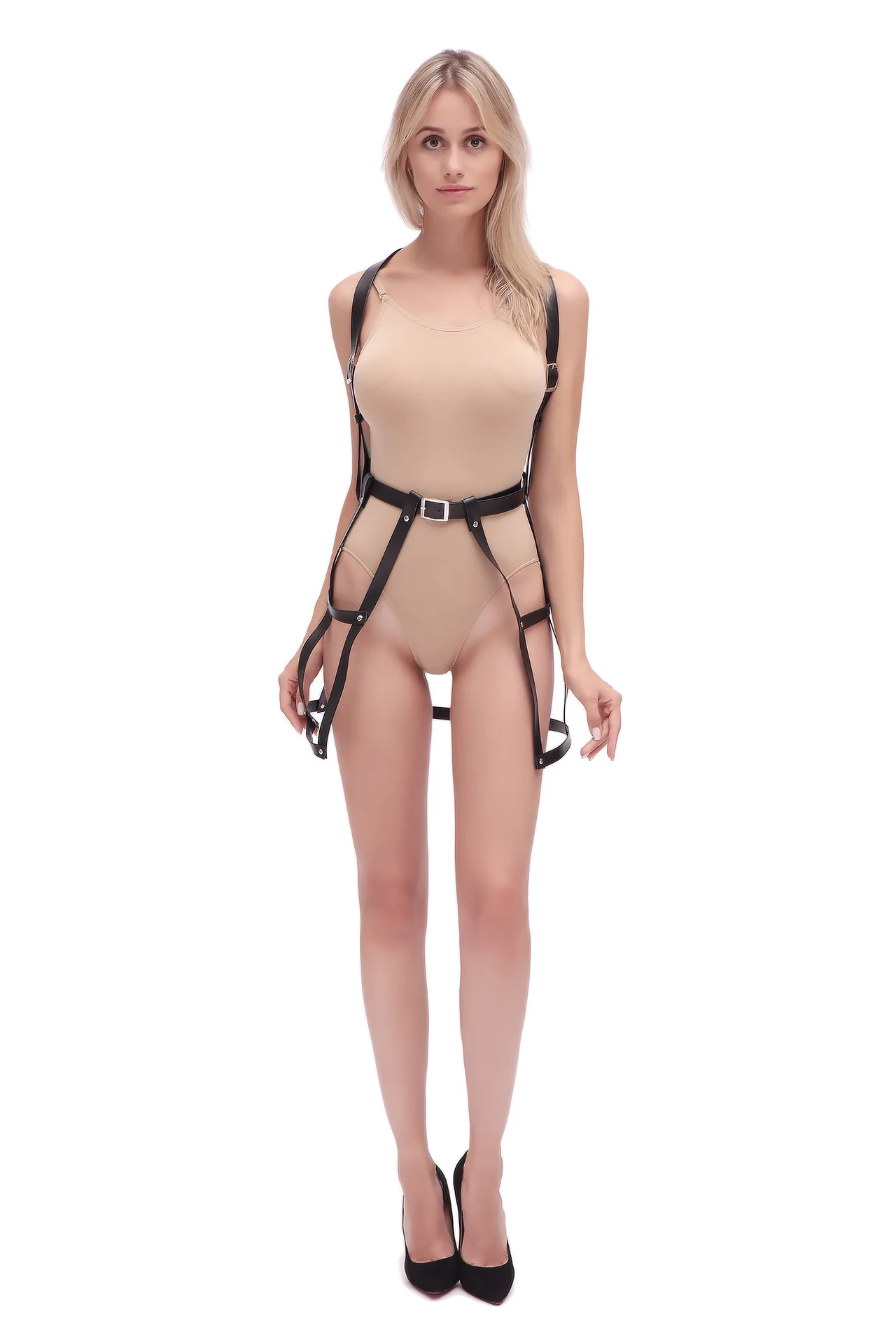 Соблазнительный женский кожаный ремень с завязкой юбка регулируемыми лямками и