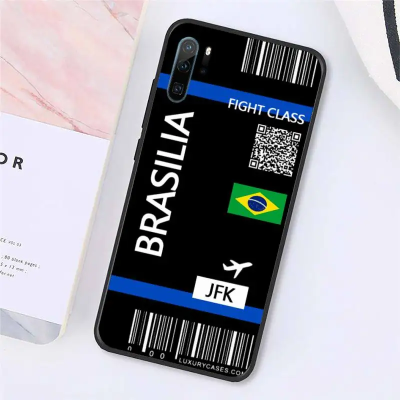 

Cute FIRST CLASS PLANE TICKET Phone Case For Huawei P9 P10 P20 P30 Pro Lite smart Mate 10 Lite 20 Y5 Y6 Y7 2018 2019