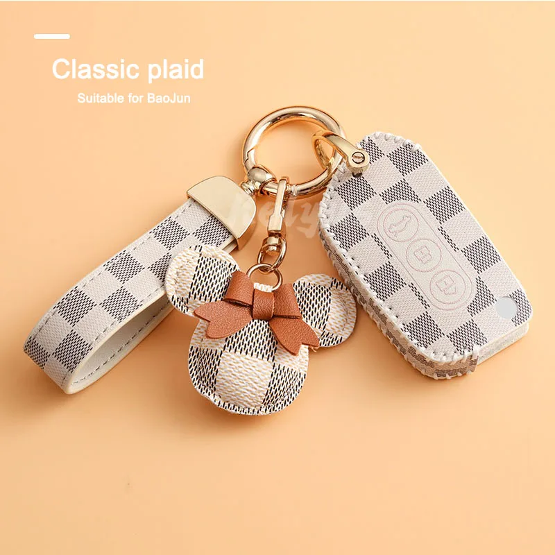 

Leather Car Key Case Cover Protective Holder For Baojun 730 510 560 310 630 310W Auto Keychain Accessories