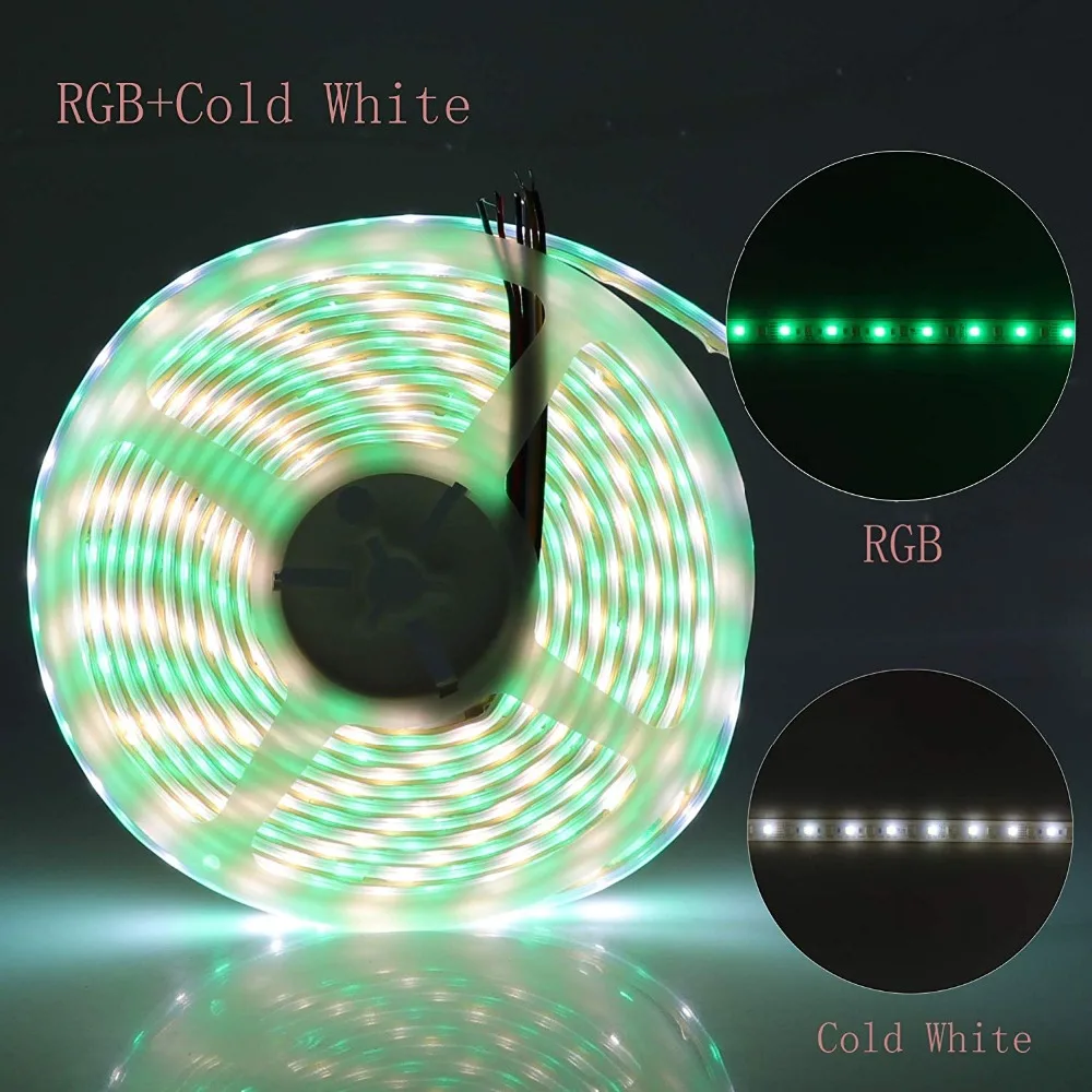 Светодиодные полосы света Гибкие 360 единиц 5050SMD 5 метров 24 В RGB+ CCT изменение цвета и цветовая температура регулируемая UL jk358