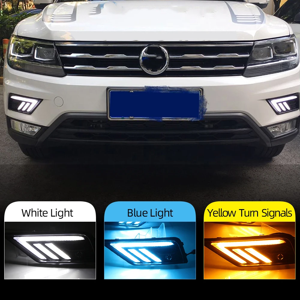 CSCSNL 1 пара автомобильный светильник для Volkswagen VW Tiguan 2017 2018 2019 DRL Дневной с желтым